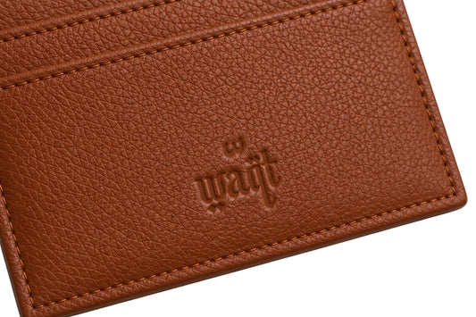 Brown Waqt card wallet with multiple card slots and sleek design, made of durable material for everyday use.