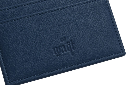 Navy Waqt card wallet with multiple card slots and sleek design, made of durable material for everyday use.