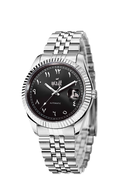 Midnight Black | Arabic Date Watch Waqtco