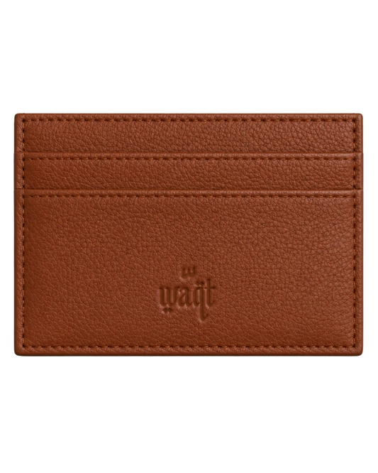 Waqt brown card wallet with multiple card slots and sleek leather design for compact storage and everyday use.
