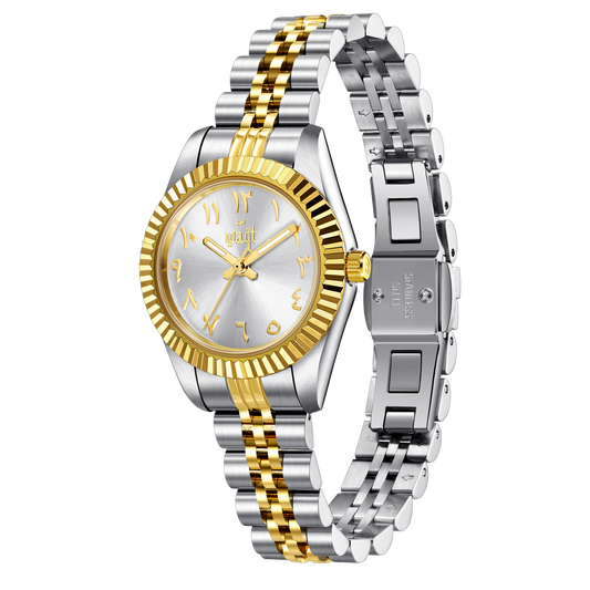 Pearl White, Golden Edition | Women's Arabic Dial Waqt